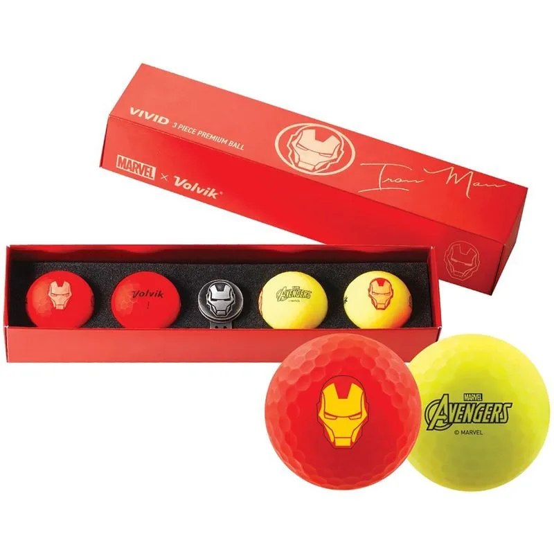 Volvik Vivid Marvel Iron Man Edition Golf Balls - 4 Pack - Image 3
