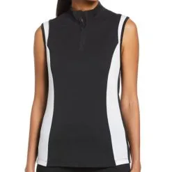 Callaway Women&apos;s Color Block Snap Front Sleeveless Golf Polo